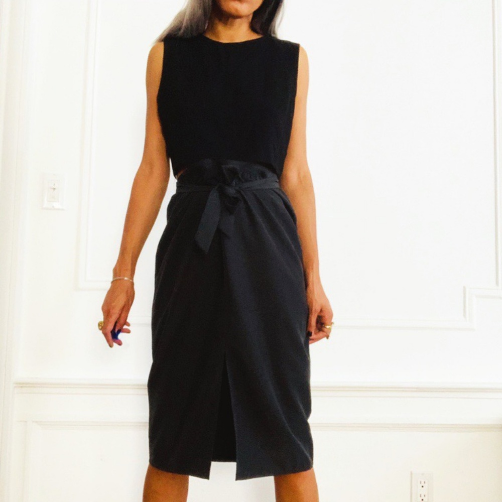 American Apparel Tie Waist Split Front Skirt